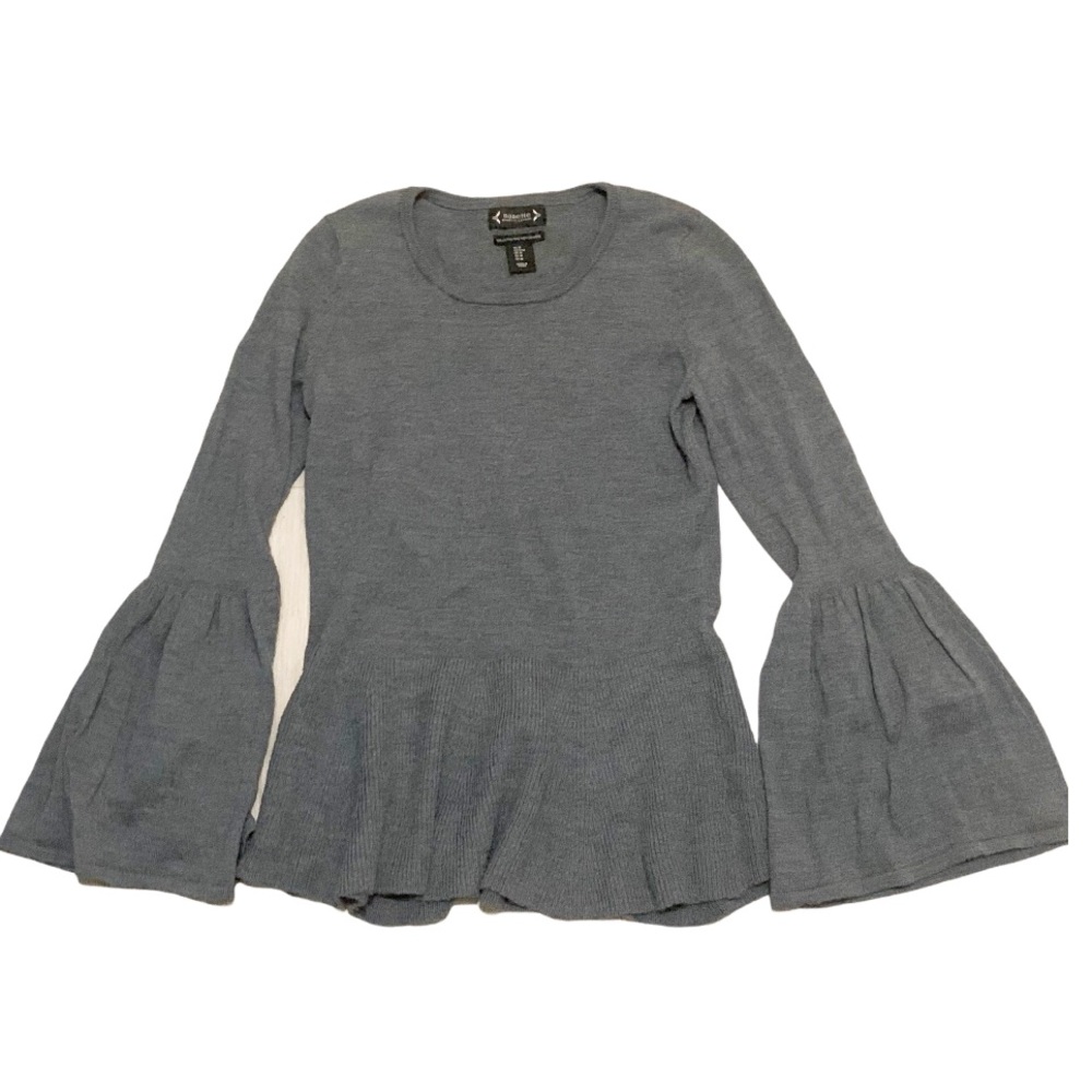 Nanette Lepore Peplum Bell Sleeve Merino Sweater L - Picture 9 of 11